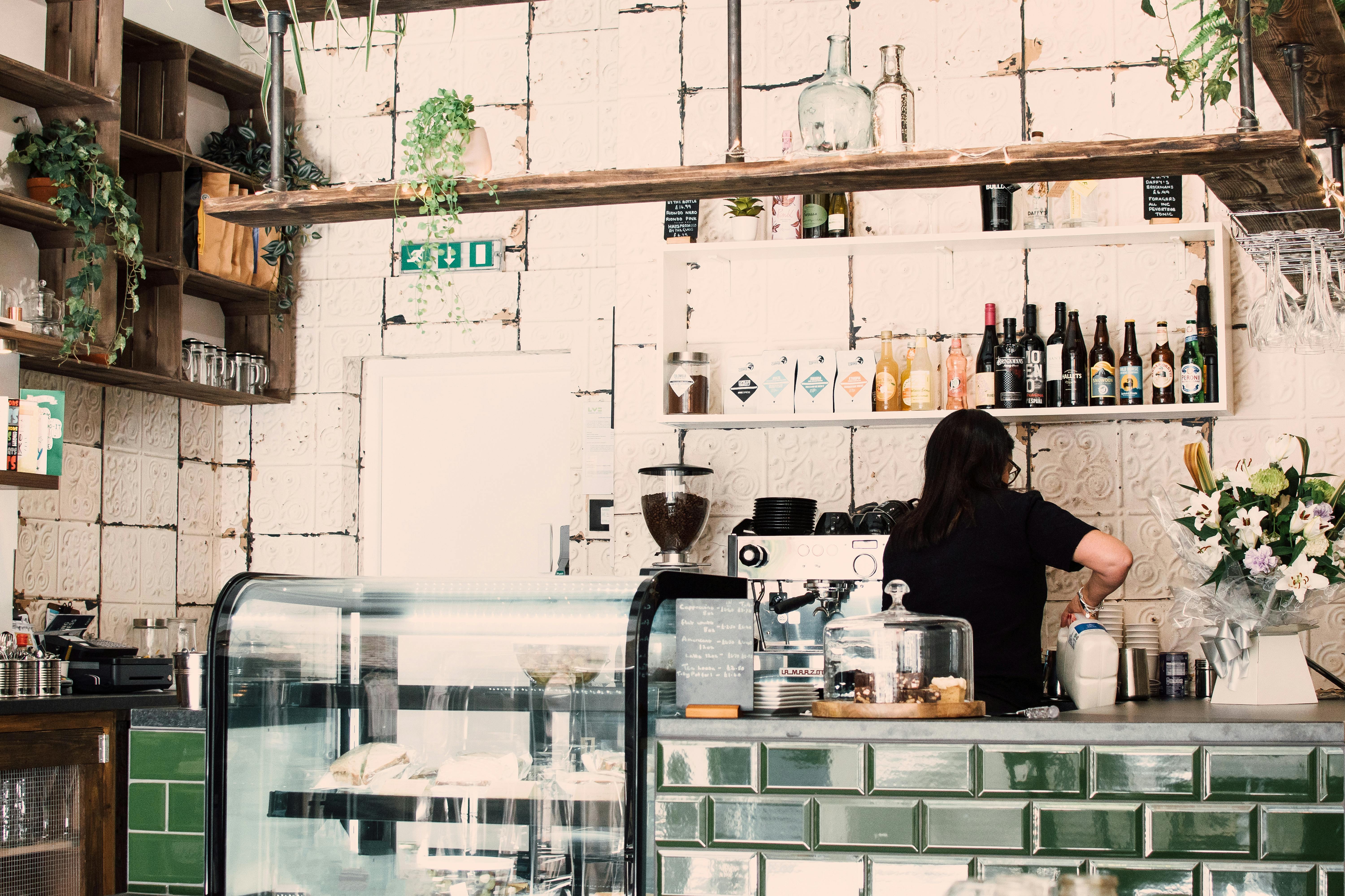 People enjoying coffee and conversation in the cafe
